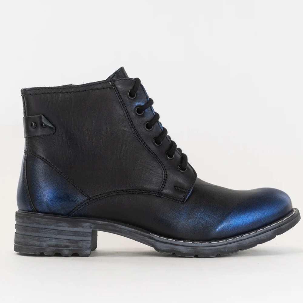 *NEW* V-ITALIA PIPER NAVY METALLIC COMBAT BOOTS SIZE‎ 36/5-5.5   A38